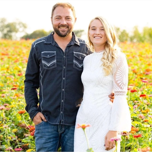 White Lace Detail Bell Sleeve Bohemian Mini Dress - Picture 12 of 16
